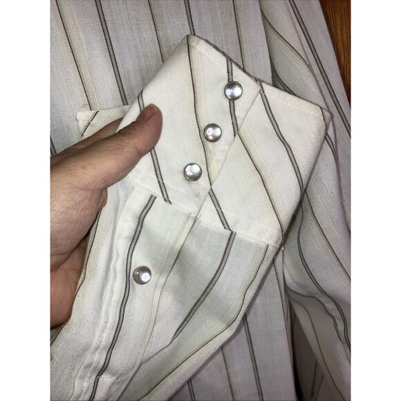 Vtg Miller Western Wear Men's 16x35 Pearl Snap Shirt White Stripped - Picture 7 of 11